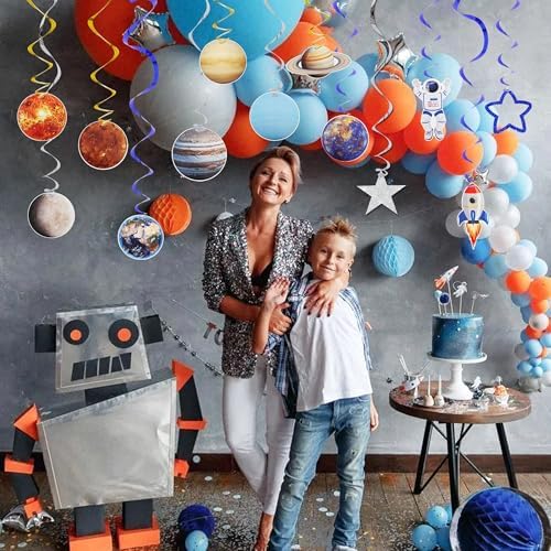 BEISHIDA Solar System Hanging Swirl Decorations 18Pcs Pre-Strung Space Party Hanging Ceiling Decors for Space Themed Birthday Galaxy Room Planet Party Supplies - Image 6