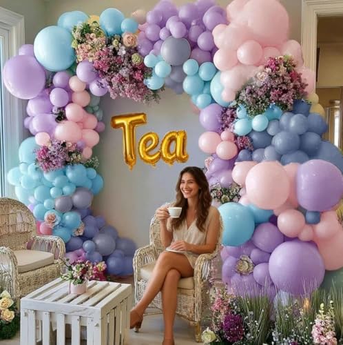 Pink Blue Purple Balloon Garland Double Stuffed Lavender Lilac Dusty Blue Pastel Balloon Arch Kit For Baby Shower Gender Reveal Baptism Birthday Party Decoration - Image 7