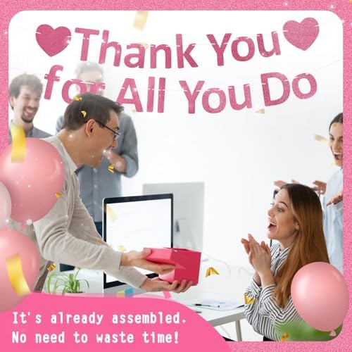 Thank You Banner Appreciation Banner for Appreciation Decorations Teacher Thanks Volunteer Events Office School Organization Thank You Parties (Rose Gold) - Image 6