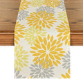 Artoid Mode Yellow Dahlia Floral Pinnata Summer Table Runner, Seasonal Spring Holiday Kitchen Dining Table Decoration for Home Party Decor 13x36 Inch by ArtoidMode