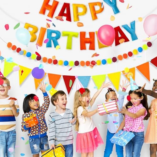 CANREVEL 3 PCS Pre-Strung 3D Happy Birthday Banner Decorations, Blue Orange - Image 5