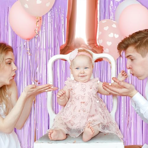 10 Pack Purple Foil Curtain Backdrop 3.2ft x 8.2ft Macaron Tinsel Foil Fringe Curtains Streamer Photo Booth Backdrop for Birthday Party Baby Shower Engagement Wedding Holiday Decor (Macaron Purple) - Image 6