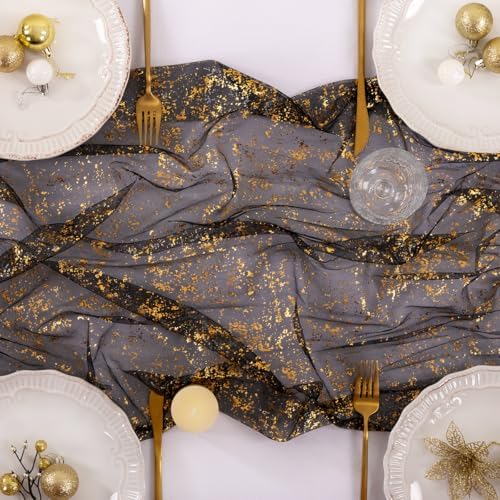 Gold Gauze Table Runner Glitter Fall Wedding Birthday Party Table Decor - Image 4