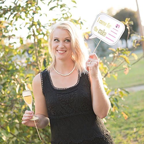 Wedding Photo Booth Props with 8 x 10-Inch Sign, 45 Adhesive Pads, 35 Wooden Sticks - Signs for Wedding Backdrop and Selfie Station - Image 5