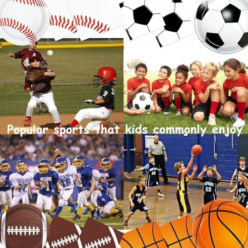 191 PCS Sports Birthday Party Decorations Includes Plates, Napkins, Cups, Knives, Forks, Banner, Cake & Cupcake Toppers, Tablecloth for Sports Themed Party Decorations, Serves 24 - Image 5