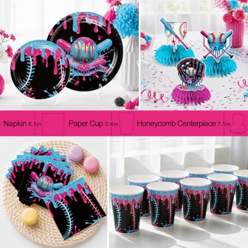 Xynic 216Pcs Baseball Drip Birthday Decorations Tableware Set, Serves 25 - Image 5