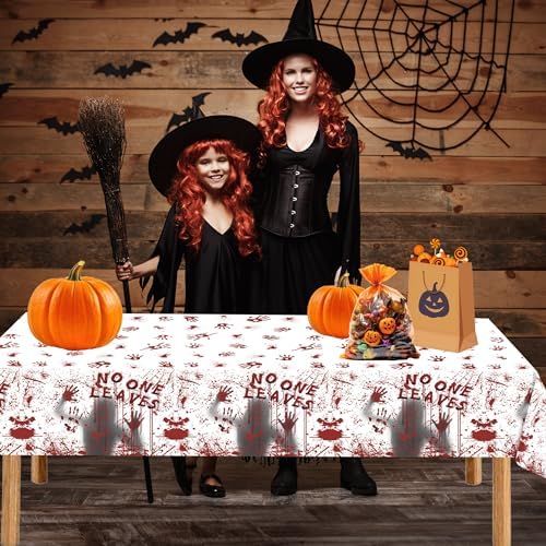 3Pcs Halloween Bloody Handprint Plastic Tablecloth, 54x108 Inch - Image 4