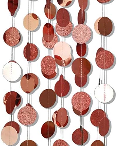 TTSAM 6 Pcs Rose Gold Paper Circle Dots Garland, 52 Feet, Perfect for Birthday, Bachelorette, Engagement, Wedding Parties, Reusable, Pre-strung - Image 4