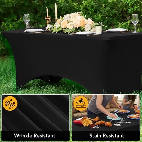 6-Pack Premium Black Spandex Tablecloths for 6ft Rectangle Tables - Image 4