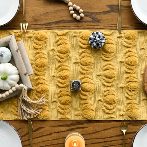 Artoid Mode Ginger Soft Faux Fur Pumpkins Fall Table Runner 13x72 Inch - Image 2