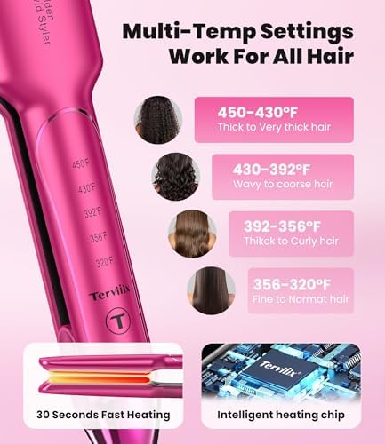 Terviiix Flat Iron Hair Straightener, 1-3/4 Inch Wide Plate - Image 6