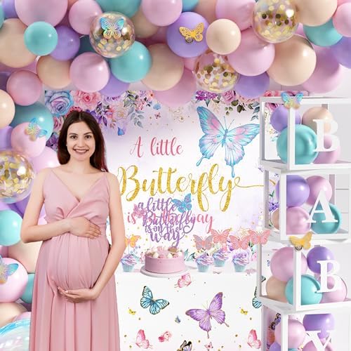 Butterfly Baby Shower Decorations for Girl Pink Purple Party Decoration Set - Image 6