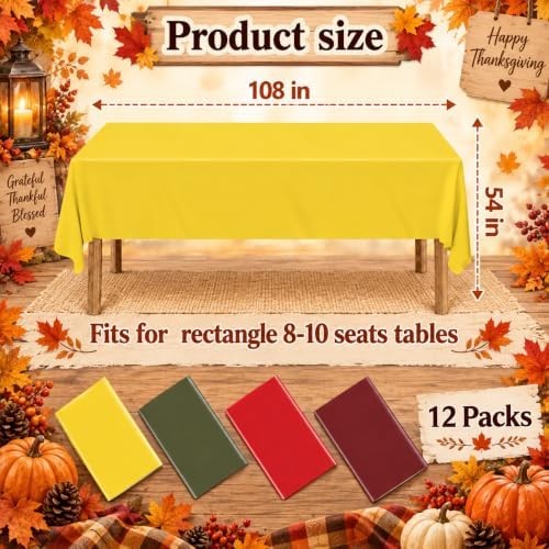 12 Pcs Fall Plastic Tablecloths Thanksgiving Rectangle Tablecloth - Image 2