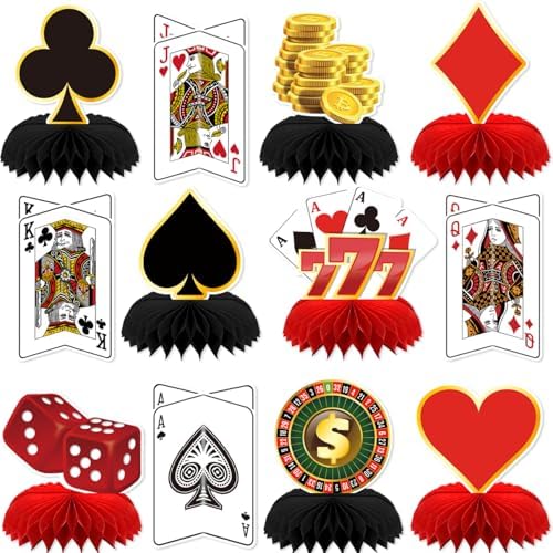 12Pcs Casino Theme Party Decorations, Casino Centerpieces for Table by Adeyoo