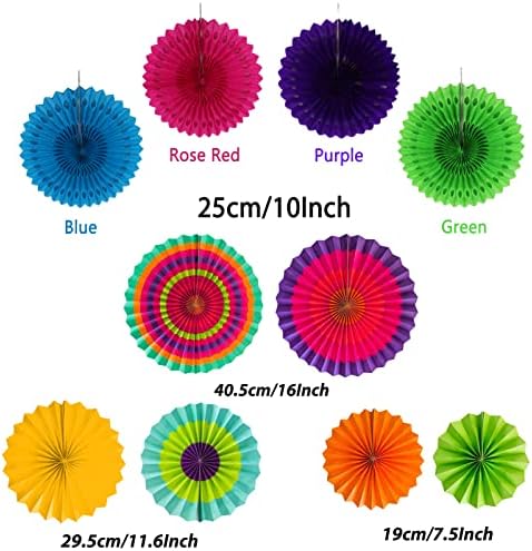 ZERODECO Party Decorations, 41 Pcs Multicoloured Papar Fans Pompoms Garlands String Tissue Paper Tassel for Fiesta Mexican Theme Cinco De Mayo Coco Carnivals Festivals Birthday Party - Image 4