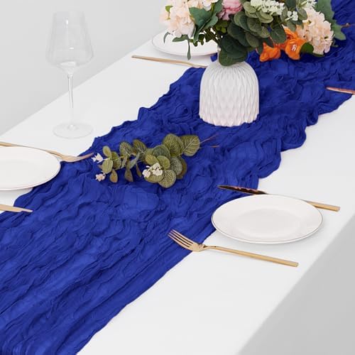 30 Pack Royal Blue Cheesecloth Table Runner 17 x 108 inch Cheese Cloth Table Runners 9ft Terracotta Table Runner Rustic Romantic Sheer Gauze Runner for Wedding Party Baby Shower Table Decoration - Image 4