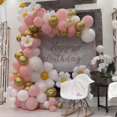 Pink Gold Balloons Set, 60Pcs 12 Inch Pastal Baby Pink Metallic Gold White Balloon with Gold Confetti Latex Balloons for Girls Women Birthday Wedding Baby Bridal Shower Party Decorations Supplies - Image 3