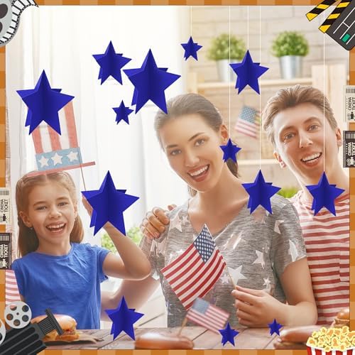 70 Pcs Blue Star Centerpieces for Movie Night Party Decorations 3D 2025 Graduation Table Decor 3 Sizes 8" 5" 3" Red Carpet Film Show Theme Birthday Party Back to School Table Decor Independent Day - Image 5