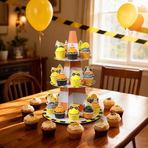 3 Tier Construction Cupcake Stand Truck Birthday Party Decoration - Image 4
