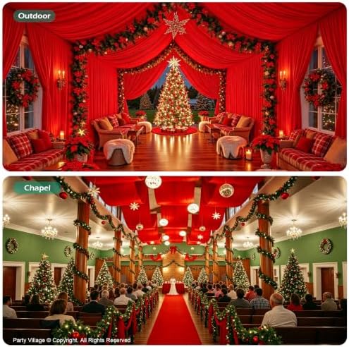 4 Panels 5ft(W) x 20ft(L) Red Ceiling Drapes for Christmas Parties - Image 6