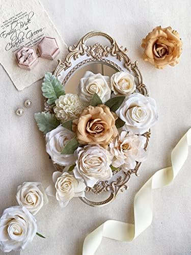 FACINOC Roses Artificial Flowers Nude Bouquet Box Set Fake Flower with Stem - Image 5
