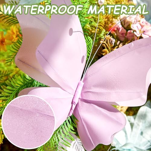 SUNBEAUTY Butterfly Party Decorations, 3D Butterflies, Water Proof Wedding Decor, Hanging Butterflies for Baby Shower Birthday Decor Party Girls, Women, PET Plastic Butterfly for Wall Decor, Set of 4 - Image 5
