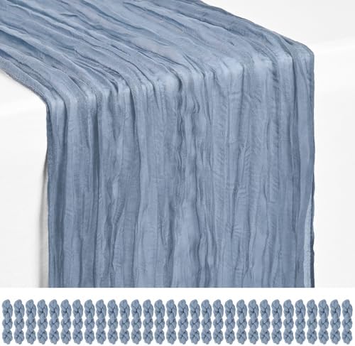 30 Pack Dusty Blue Cheesecloth Table Runner 17x108 Inches Boho Home Decor by Showgeous