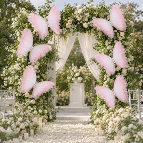 8 Pcs Large Butterfly Decorations, 3D Gradient Pink Silk Butterflies Wall Decor, 20 Inch Big and 12 Inch Small Hanging Butterflies for Birthday Party, Baby Shower, Wedding, Nursery and Centerpieces - Image 6