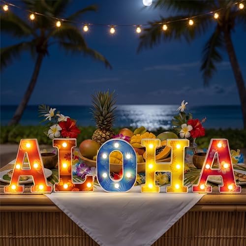Hawaiian Aloha Luau Party Light up Sign Decorations by Unknown