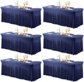 Shillance 6 Packs Navy Blue Spandex Tableclothes for 8 Foot Rectangle Table, Spandex Table Covers 8FT Stretch Table Skirts Wrinkle Free Fitted Tablecover for Event, Wedding, Banquet & Parties by Shillance