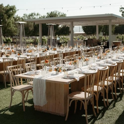 8 Pack White Cheesecloth Table Runner 17x108 inch Boho Gauze Cheese Cloth Table Runners for Wedding Party Baby Bridal Shower Home Decor - Image 2
