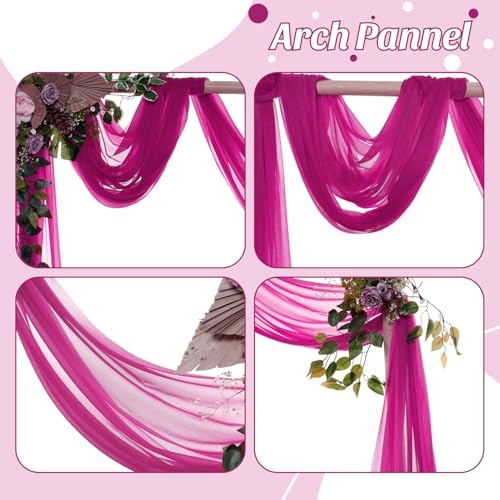 Pack of 2 Wedding Arch Drape Panel Fabric 30" x 40ft - Magenta - Image 5