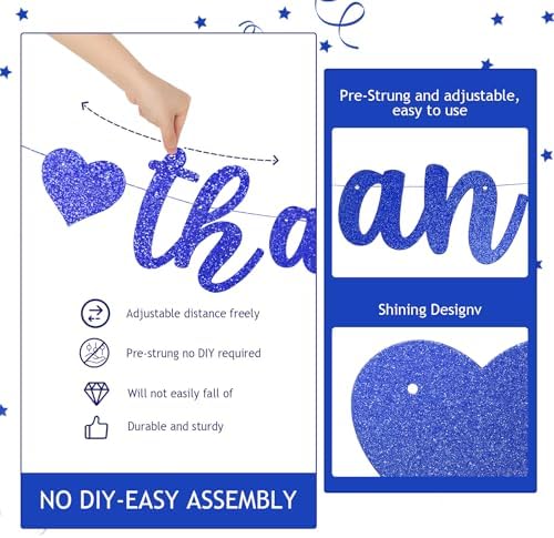 Pre-Strung You Rock Thank You For All You Do Banner - Glitter Employee Appreciation Decorations, Staff Teacher Nurse Recognition Party Supplies, Retirement Office Decor Sign, Large Cardstock Garland (Blue) - Image 2