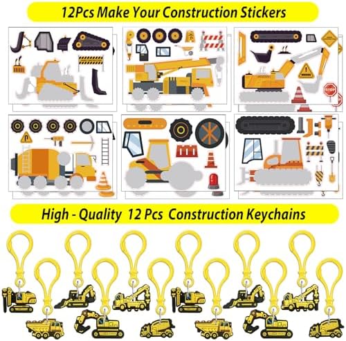 PLOUGVI 232PCS Construction Birthday Party Supplies Decorations Favors, Construction Theme Toys for Goodie Bag Stuffer, Pinata Filler Gifts - Image 5