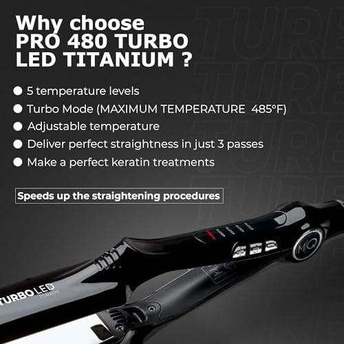 MQ Hair - Professional Titanium Flat Iron 480°F Turbo Bivolt Black - Image 3