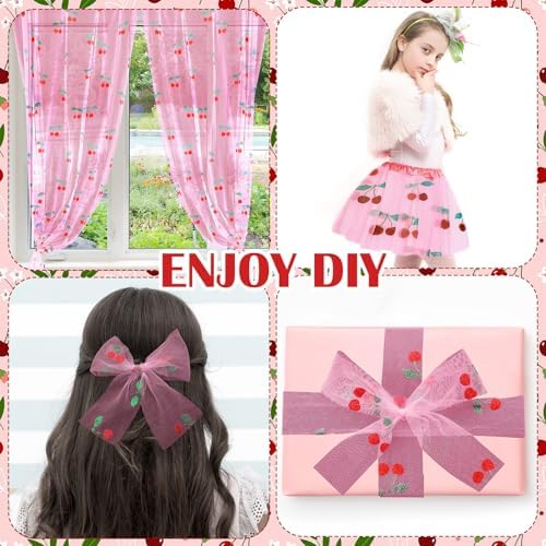 8 Pcs Cherry Table Runner Pink Sheer Lace Tablecloth 29 x 70 in - Image 5
