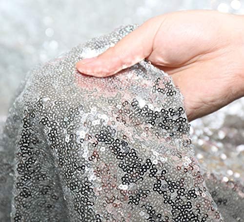 Poise3EHome Silver Sequin Backdrop Curtains,2ft x 8ft Sequin Photography Backdrop Curtain 2 Panels for Party Decoration - Image 5