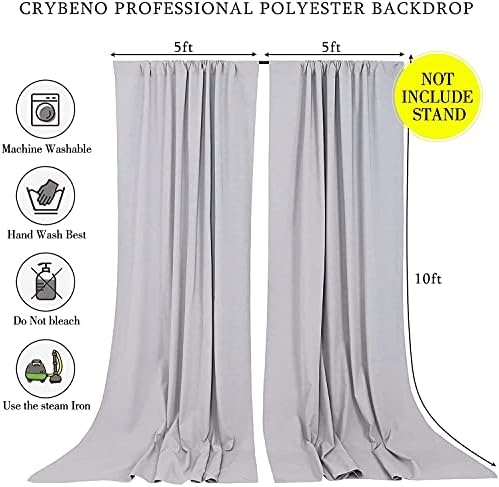 Grey Backdrop Curtains 10ftx10ft Party Polyester Photo Drapes - Image 3