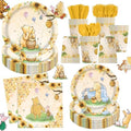 140pcs Classic Bear Baby Shower Decorations Baby Shower Party Tableware with Plates, Napkin, Forks, Cups for Birthday Party Supplies Set Serves 20 Guests (Yellow) by Tonytaparty