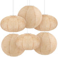Hortsun 6 Pcs 12 Inch Burlap Print Paper Lanterns Round and Oval Chinese Paper Lanterns Farmhouse Boho Hanging Decor for Home Classroom Birthday Wedding Party Ceremonial Event by Hortsun