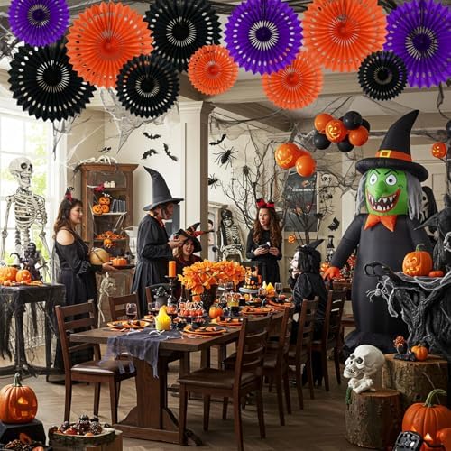 BEISHIDA Honeycomb Round Paper Fans Black Orange Purple Hanging Party Decor - Image 6