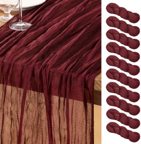 DeZerlor Burgundy Cheesecloth Table Runners 10 Pack Christmas Runners by DeZerlor