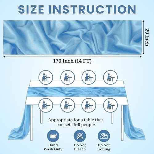 Pack of 5 Chiffon Table Runners 29 x 120 Inch, 14FT Long - Turquoise - Image 3