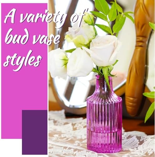 12PCS Hot Pink Vase Small Colored Flower Bud Vases - Image 7