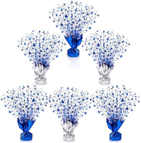 6 Pcs Star Table Centerpieces Silver Blue Birthday Party Decors by CraftyDream