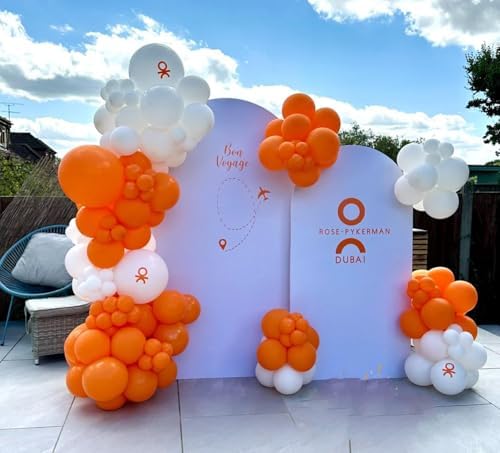 Orange and White Balloon Arch Kit, ADOINBY 140Pcs White and Orange Balloons Confetti Balloon 18 12 10 5 Inch Different Size Balloons for Baby Shower Halloween Birthday Anniversary Party Decoration - Image 5