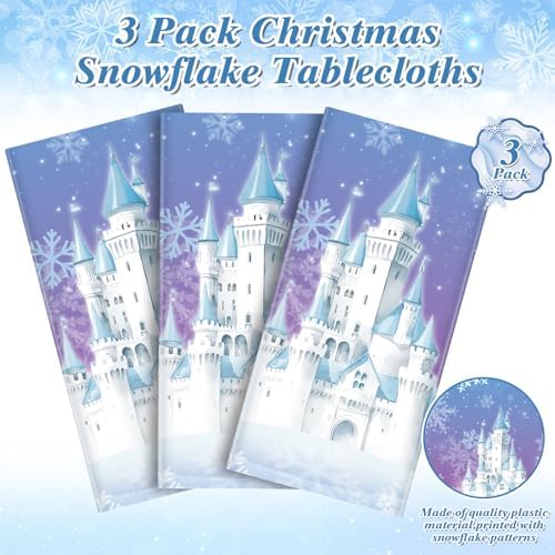 NatNarr 3 Pack Frozen Tablecloth, Snowflake Plastic Tablecloths - Image 3