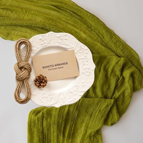10Pcs Moss Green Cheesecloth Table Runner 120 Inches for Party Home Decor - Image 5