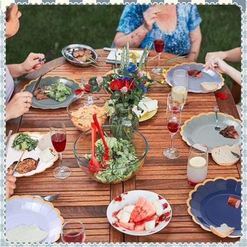 96 Pcs Dusty Blue Sage Green Paper Plates 9 Inch Scalloped - Image 5