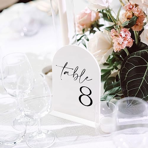 HOODO White Arch Wedding Table Numbers 1-15 with Stands, 5"x7" Arched Acrylic Signs and Holders, White Arch Table Numbers for Wedding Reception, Centerpiece, Party, Anniversary, Event - Image 5